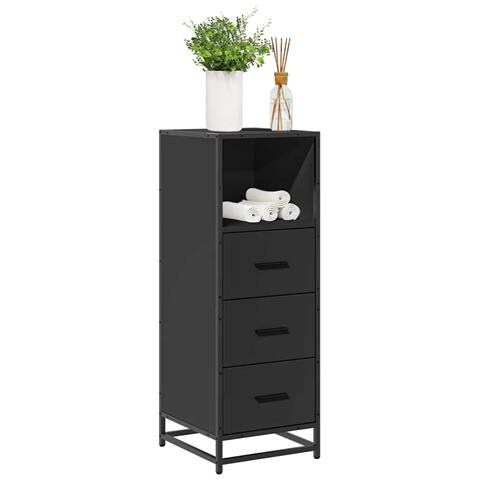 Armadietto Da Bagno Nero 35x37,5x100 Cm In Legno Multistrato - Foto 1