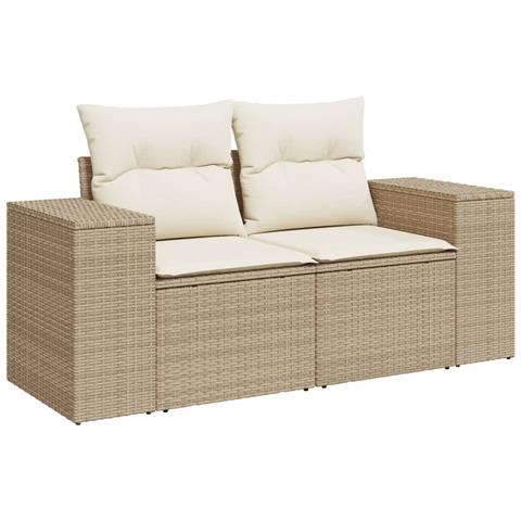 Set Divano Da Giardino 9 Pz Con Cuscini Beige In Polyrattan - Foto 3