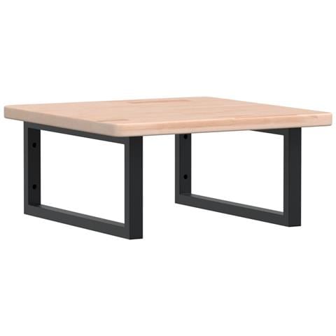 Ripiano A Parete Per Lavabo In Acciaio E Massello Di Rovere - Foto 1