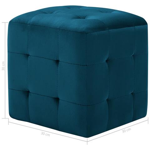 Pouf 2 Pz Blu 30x30x30 Cm In Velluto - Foto 6