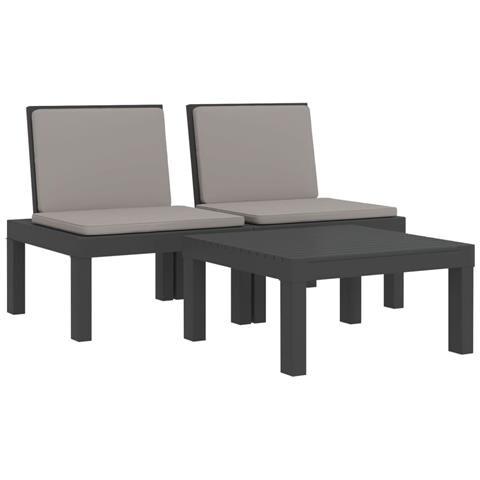 Lusso Casadino -  Set Salotto Da Giardino 3 Pz Con Cuscini Antracite In Pp - Foto 2