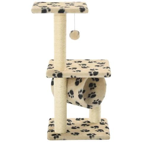 Albero Per Gatti E Tiragraffi Sisal 65 Cm Zampe Stampate Beige - Foto 2