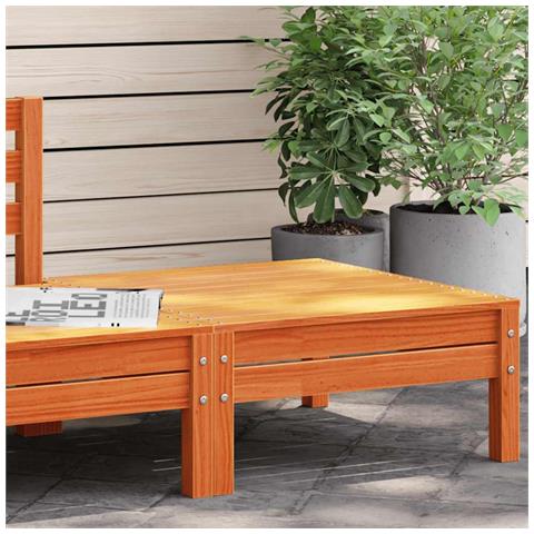 Poggiapiedi Da Giardino Marrone Cera In Legno Massello Di Pino - Foto 8