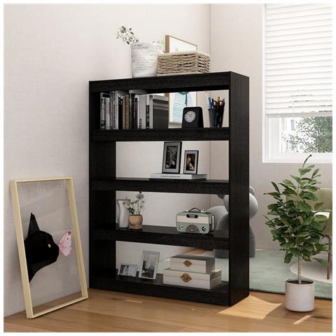 Libreria /divisorio Nero 100x30x135,5 Cm In Legno Di Pino - Foto 2