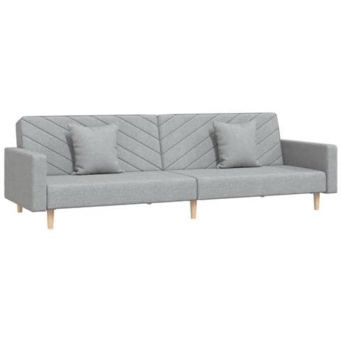 Divano Letto a 2 Posti con 2 Cuscini Grigio Chiaro in Tessuto - Foto 1