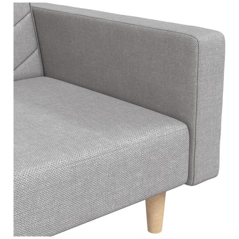 Divano Letto a 2 Posti con 2 Cuscini Grigio Chiaro in Tessuto - Foto 9