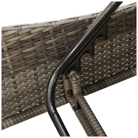 Lettino Prendisole con Cuscini Grigio 114x205x73 cm Polyrattan - Foto 9