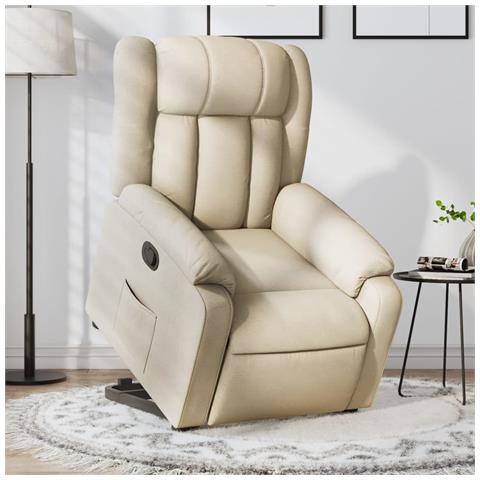 Poltrona Alzapersona Reclinabile Crema in Tessuto - Foto 2