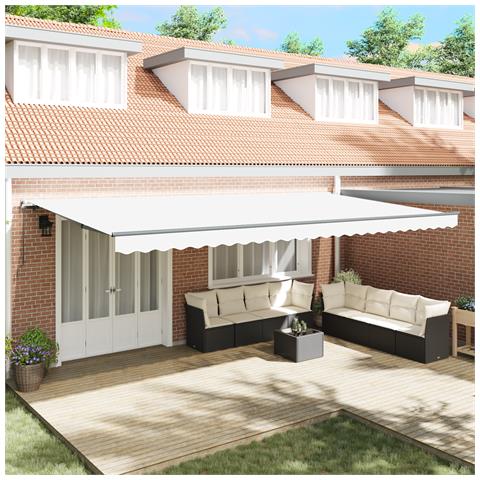 Tenda Retrattile Manuale  Bianca 600x300 cm, Tessuto di Ricambio per Tenda  6x3 m Bianca - Foto 2