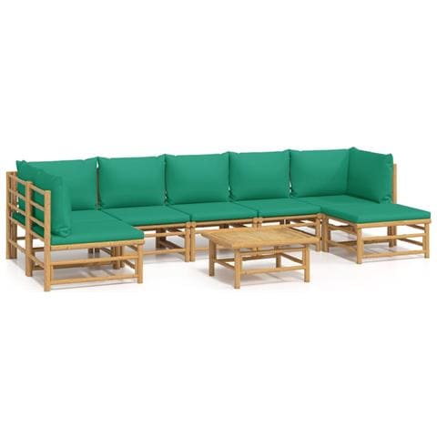 Set Salotto da Giardino 8pz con Cuscini Verdi Bambù - Foto 1