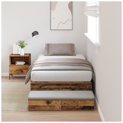 Struttura letto con contenitore in legno antico 100x200 cm - Foto 2
