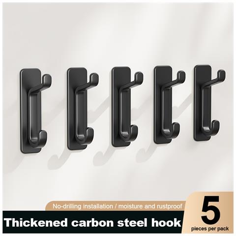 Ganci Adesivi Marroni, Set Da 5: Soluzione Di Stoccaggio Versatile Per Bagno, Cucina E Altro Black - Foto 2