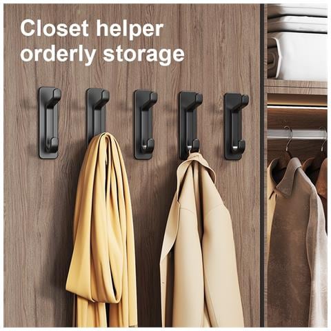 Ganci Adesivi Marroni, Set Da 5: Soluzione Di Stoccaggio Versatile Per Bagno, Cucina E Altro Black - Foto 7