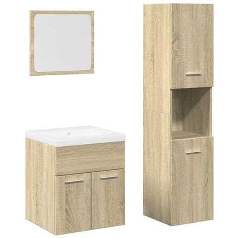 Set Mobili da Bagno 4 pz Rovere Sonoma in Legno Multistrato - Foto 1