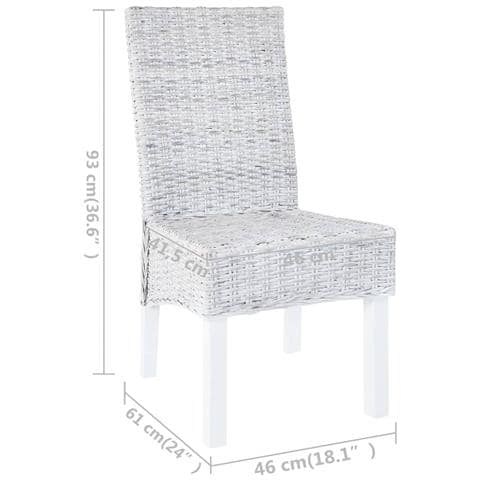 Sedie Da Pranzo 4 Pz Bianco In Rattan Kubu E Mango - Foto 8