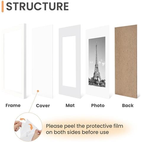 Set Di Cornici Per Foto In Pvc Bianco Da 5x7 Pollici Con Passpartout (confezione Da 5) - Esposizione Di Foto Di Famiglia, Matrimonio E Artistiche - Foto 2