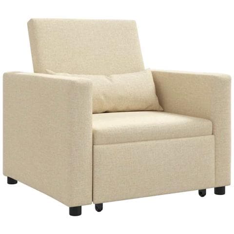 Divano Letto Singolo Crema 90 x 165 x 87 cm Tessuto - Foto 1