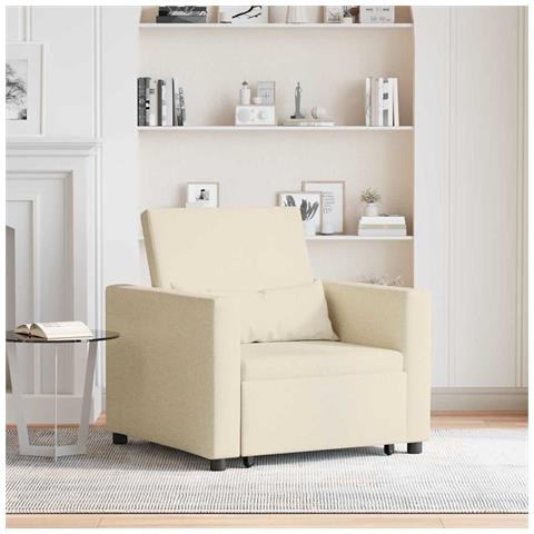Divano Letto Singolo Crema 90 x 165 x 87 cm Tessuto - Foto 2
