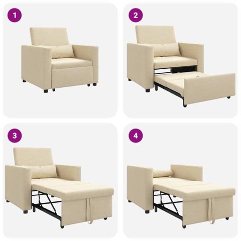 Divano Letto Singolo Crema 90 x 165 x 87 cm Tessuto - Foto 9