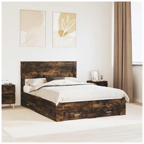 Struttura del letto con cassetto Rovere fumé 140 x 190 cm - Foto 2
