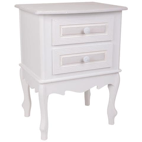 Comodino In Legno Con 2 Cassetti Bianchi 42x34x57. - Foto 1