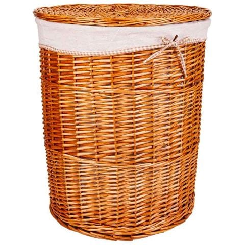 Set Composto Da Portabiancheria E Due Cestini In Vimini Foderati Marroni - Foto 2