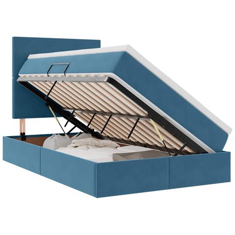 Letto con contenitore e materasso Blu Scuro 120 x 200 cm - Foto 1