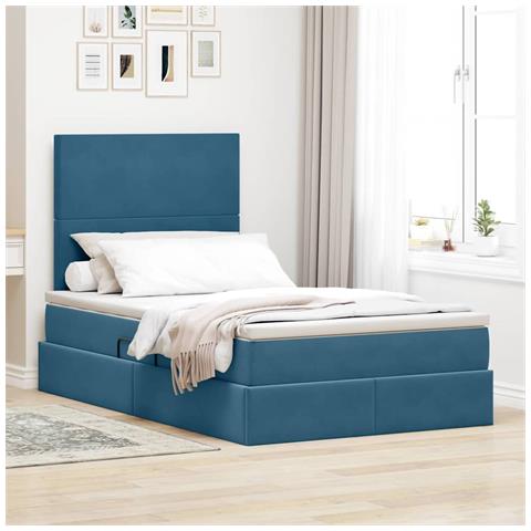Letto con contenitore e materasso Blu Scuro 120 x 200 cm - Foto 2