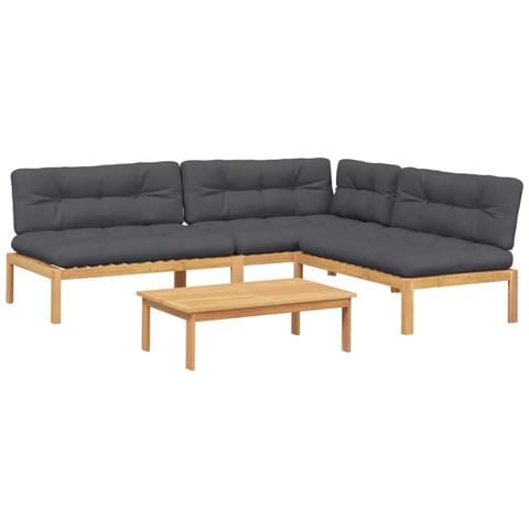 Set Divani Pallet Giardino 4pz Cuscini Legno Massello Acacia - Foto 1