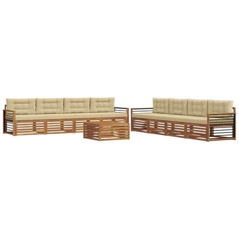 Set di divani da esterno con cuscino 9 pcs Naturale e Beige - Foto 1