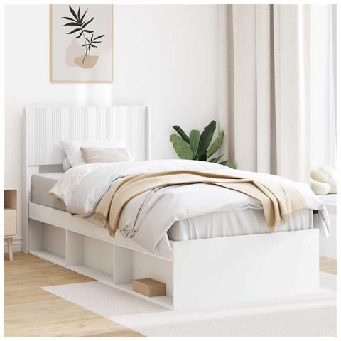 Struttura del letto con stoccaggio e testata Bianco 90 x 200 cm - Foto 2