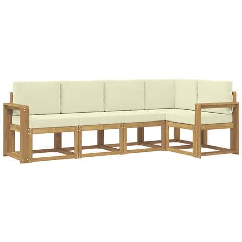 Set di divani da esterno con cuscino 5 pcs Bianco e Crema - Foto 1