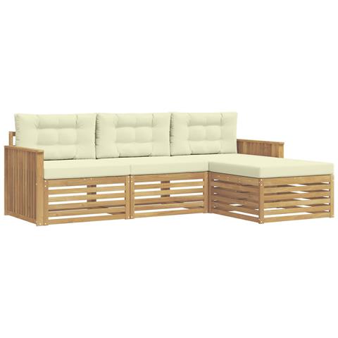 Set di divani da esterno 4 pcs Bianco e Crema - Foto 1