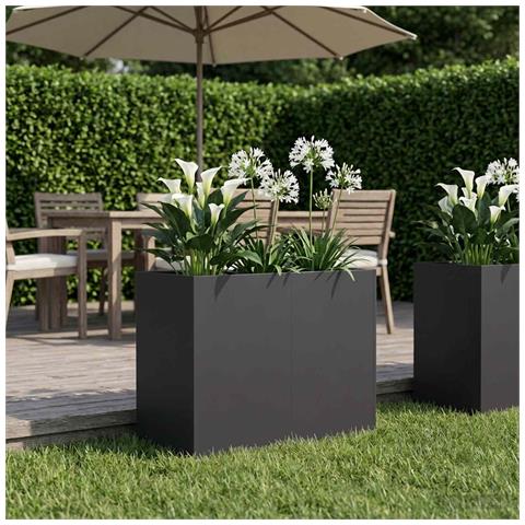 Vaso da giardino Nero 80 x 40 x 60 cm Acciaio laminato a freddo - Foto 2