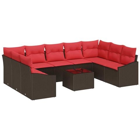 Set di divani 10 pz Marrone polyrattan - Foto 1
