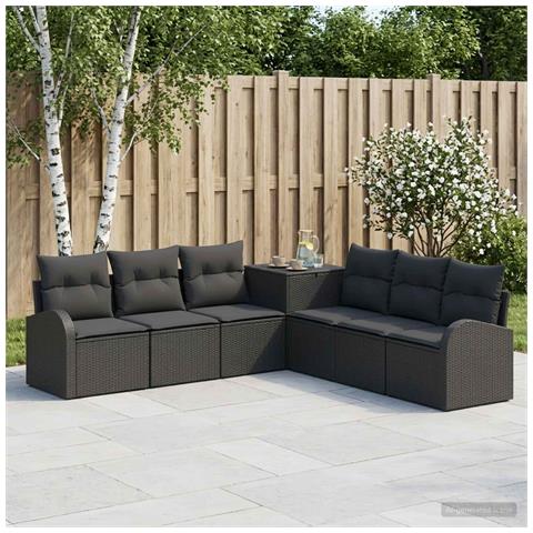 Set di divani 7 pz Nero Rattan sintetico e Acciaio - Foto 9