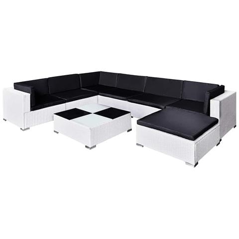 Set Da Seduta Da Giardino In Polirattan Bianco 24 Pz - Foto 1