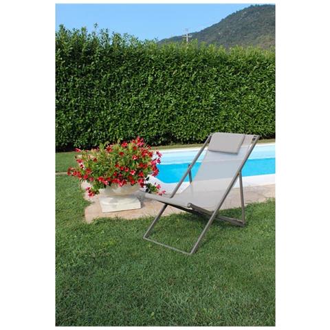Sdraio In Alluminio Taupe E Textilene Da Esterno Giardino, Per Ristorante Agriturismo Albergo Hotel - Foto 1