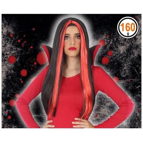 39820 Parr Nera Ciuffi Rossi Liscia Lunga 60cm - Foto 1