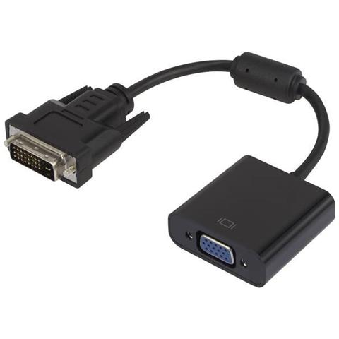Adattatore Dvi / Vga [1x Spina Dvi 24+1 Poli - 1x Presa Vga] Nero Con Nucleo In Ferrite, Contatti Connettore - Foto 1