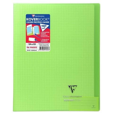 Clairefontaine 981603c - Quaderno Rilegato Koverbook 24 X 32 Cm, 96 Impagina Ha Quadretti Piccoli, Copertina In Polipropilene Trasparente Verde - Foto 2