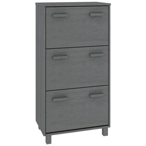 Scarpiera Grigio Scuro 59,5x35x117 Cm Legno Massello Di Pino - Foto 1