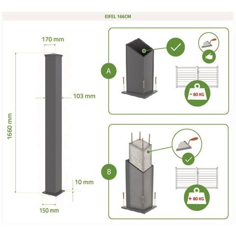 Palo Eifel 10x10 In Alluminio A. 166cm - Grigio Antracite - Foto 7