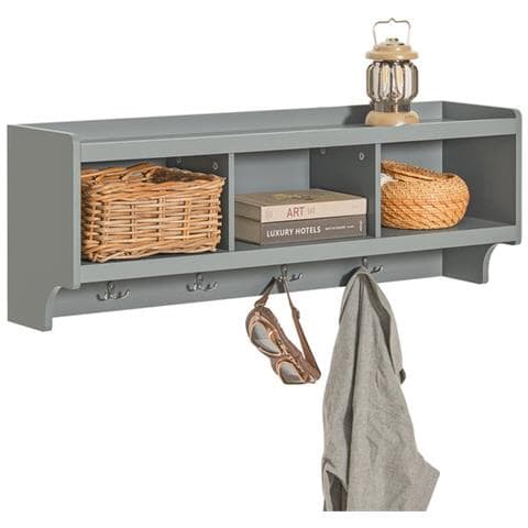Appendiabiti Da Parete Appendiabiti Da Ingresso Mensola Pensile Con 3 Cesti E 4 Ganci, Grigio Chiaro 100x25x35cm Fhk28-hg - Foto 1
