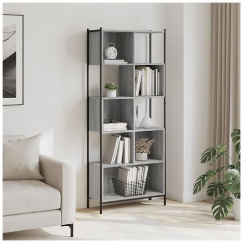 Libreria Grigio Sonoma 72x28x172 Cm In Legno Multistrato - Foto 3