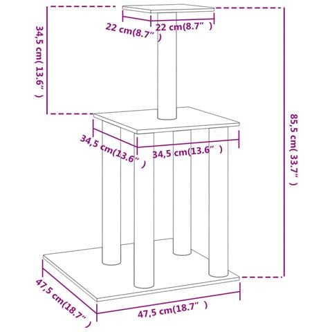 Albero Per Gatti Con Tiragraffi In Sisal Grigio Scuro 85,5 Cm - Foto 4