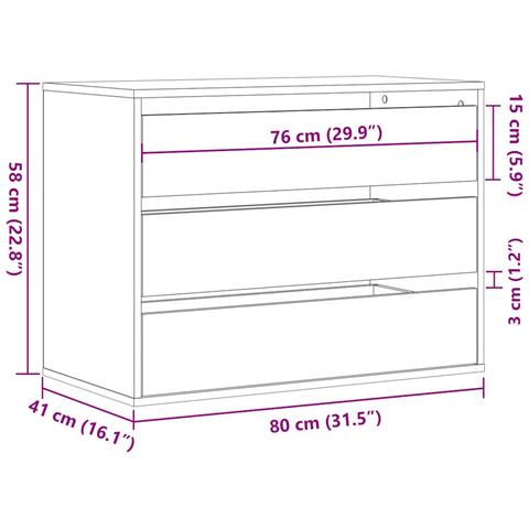 Cassettiera Angolare Nera 80x41x58 Cm In Legno Multistrato - Foto 2