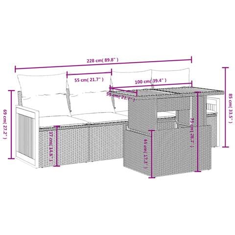 Set Divani Da Giardino 5 Pz Con Cuscini In Polyrattan Nero - Foto 2