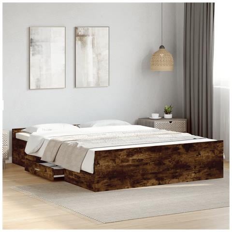 Giroletto Con Cassetti Rovere Fumo 150x200 Cm Legno Multistrato - Foto 1