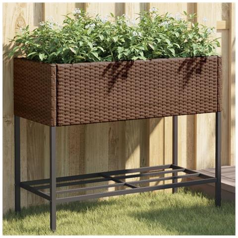 Fioriere Giardino Con Ripiani 2pz Marroni 90x40x75cm Polyrattan - Foto 1